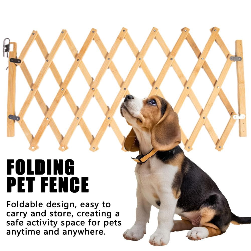 Bamboo Alloy Foldable Pet Gate, Retractable Dog Barrier for Indoor Outdoor, 110cm