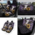 thumbnail image 2 of Jeiento Sunflower Cow American Flag Car Seat Covers Set 15 PCS with Car Seat Protector Steering Wheel Cover Seat Belt Covers Trash Bin Sunglasses Pocket Rear View Mirror Cover Coasters Keychain, 2 of 7