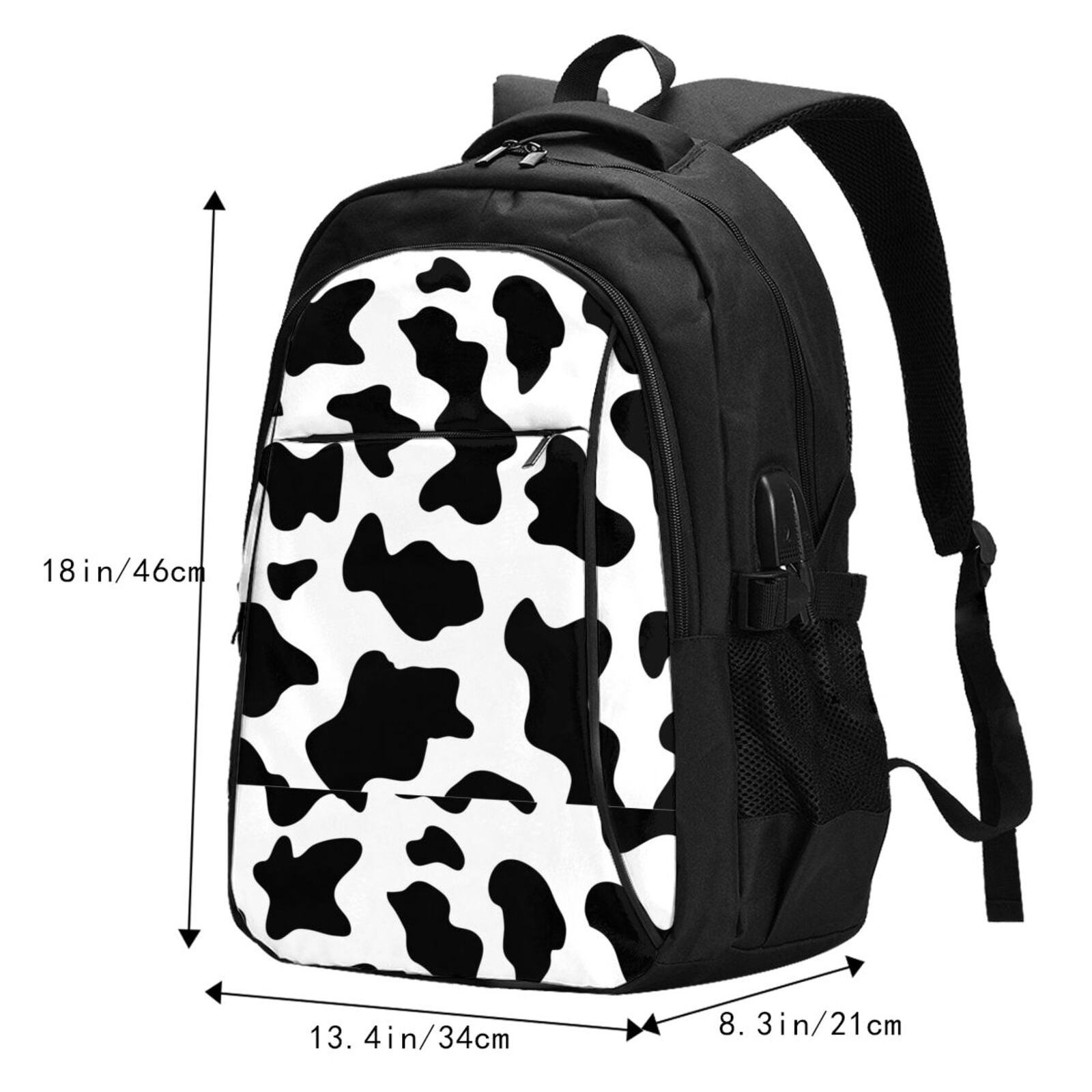 Ratiio Milk Cow Print Travel Laptop Backpack,Slim Sturdy Laptops Backpack with USB Charging Port, Water Resistant College School Computer Bag