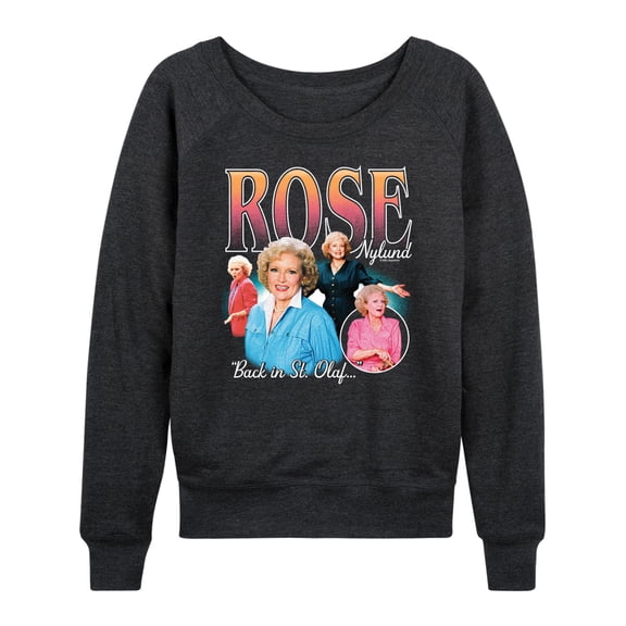Golden Girls - Rose Bootleg Women's Lightweight French Terry Wide Neck Long Sleeve Graphic Shirt