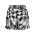 thumbnail image 3 of Dresfit Boxer Shorts Women Ruffle Hem Plaid Shorts Summer 2026 Drawstring Plus Size Y2k Loungewear Loose Pajama Shorts with Pockets Black M, 3 of 4