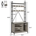 thumbnail image 7 of Hall Tree with Bench and Shoe Storage, Industrial Coat Rack Shoe Bench with 3 Storage Cubbies and 8 Hooks, Freestanding Home Organizer for Entryway Bedroom, Black, 7 of 7
