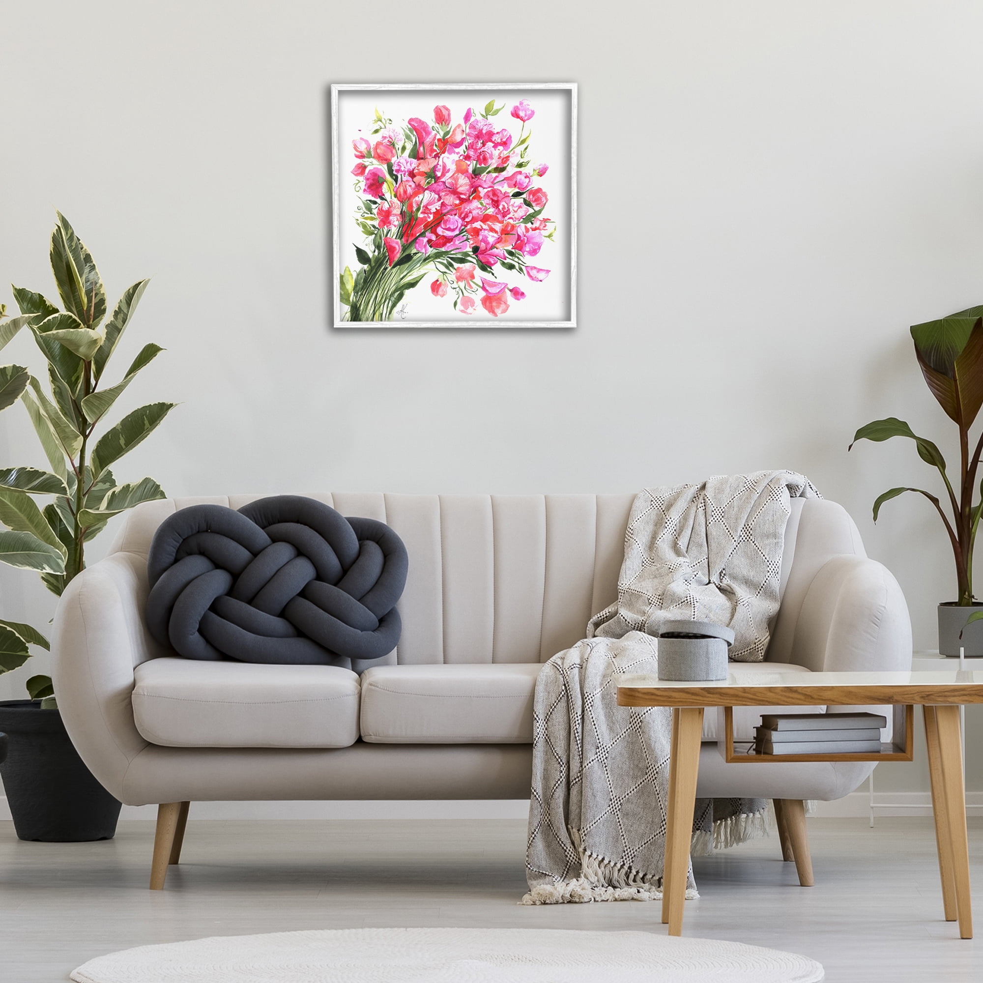 Stupell Industries Sweet Pea Bouquet Botanical & Floral Painting White Framed Art Print Wall Art, 24 x 24