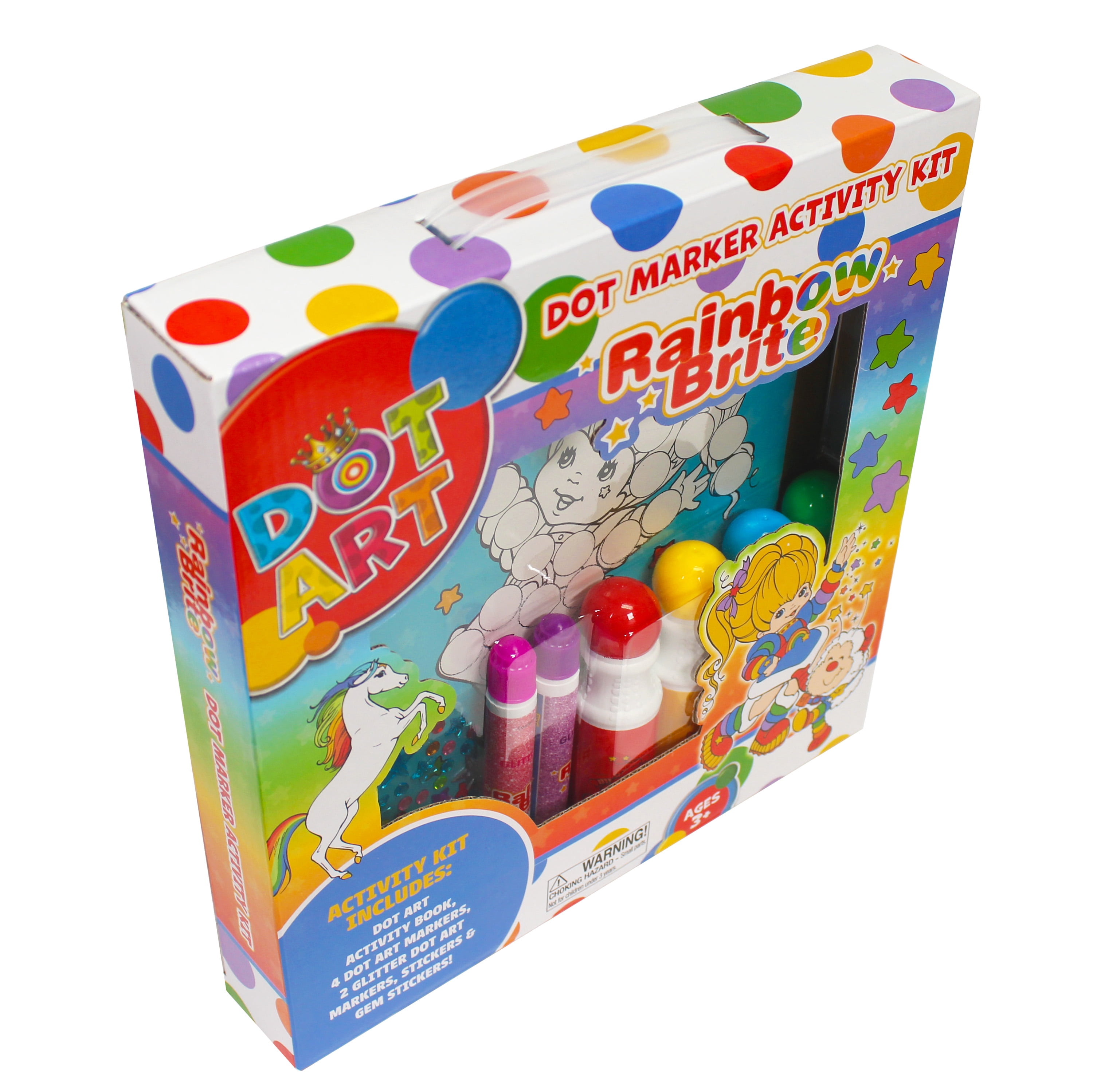 Rainbow Brite Dot Art Activity Kit with 4 Dot Markers, 2 Glitter Markers, Activity Book, Stickers and Gem Stickers, Ages 3+