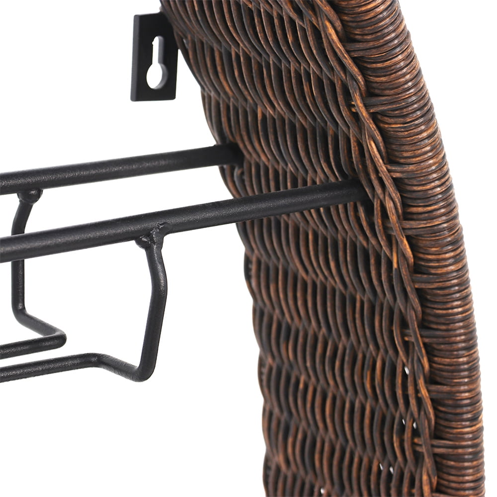 Abble 6 Bottle Wall Mounted Indoor Decorative Wicker Wine Rack with Glass Holder for Home Bar, Living Room, Dining Room