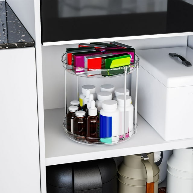 PRETXORVE Multi Functional Rotating Rack Seasoning Rack Rotating Tray Multi-purpose Kitchen and Household Storage Turntable Display Rack