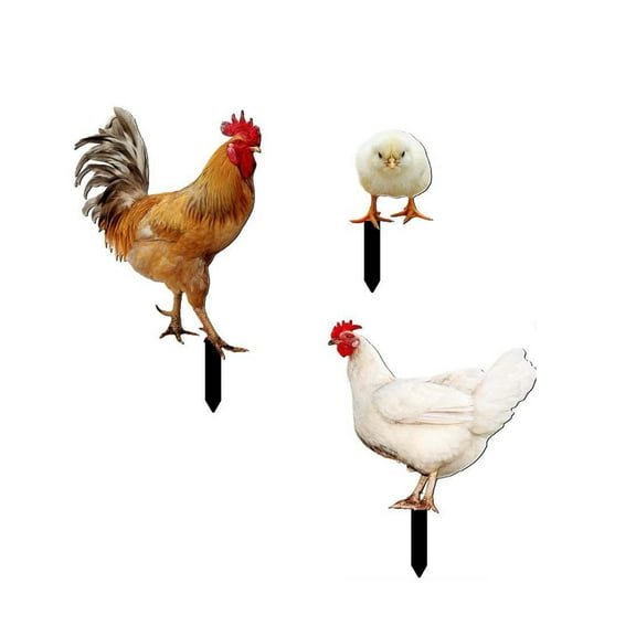 3pcs Chicken Rooster Yard Stake Realistic Lifelike Hen Garden Poultry Statue Rooster Animals Sculpture for Yard Garden Lawn Outdoor Decor Ornaments