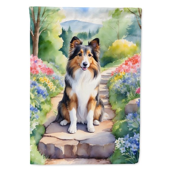 Sheltie Spring Path House Flag