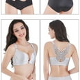 thumbnail image 6 of LISTHA Women Wire-Free Push Up Bra Seamless Front Closure Lace Butterfly Daily Bra Silver 3475CDE, 6 of 6