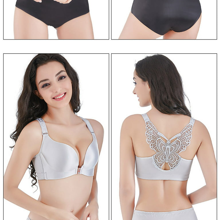 DORKASM Women Front Closure Bras for Women Plus Size Push Up Padded Soft  Bra Silver 44100CDE