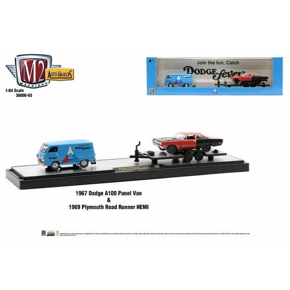 M2 Machines Auto Hauler 63 1967 Dodge A100 Panel Van & 1969 Plymouth Road Runner