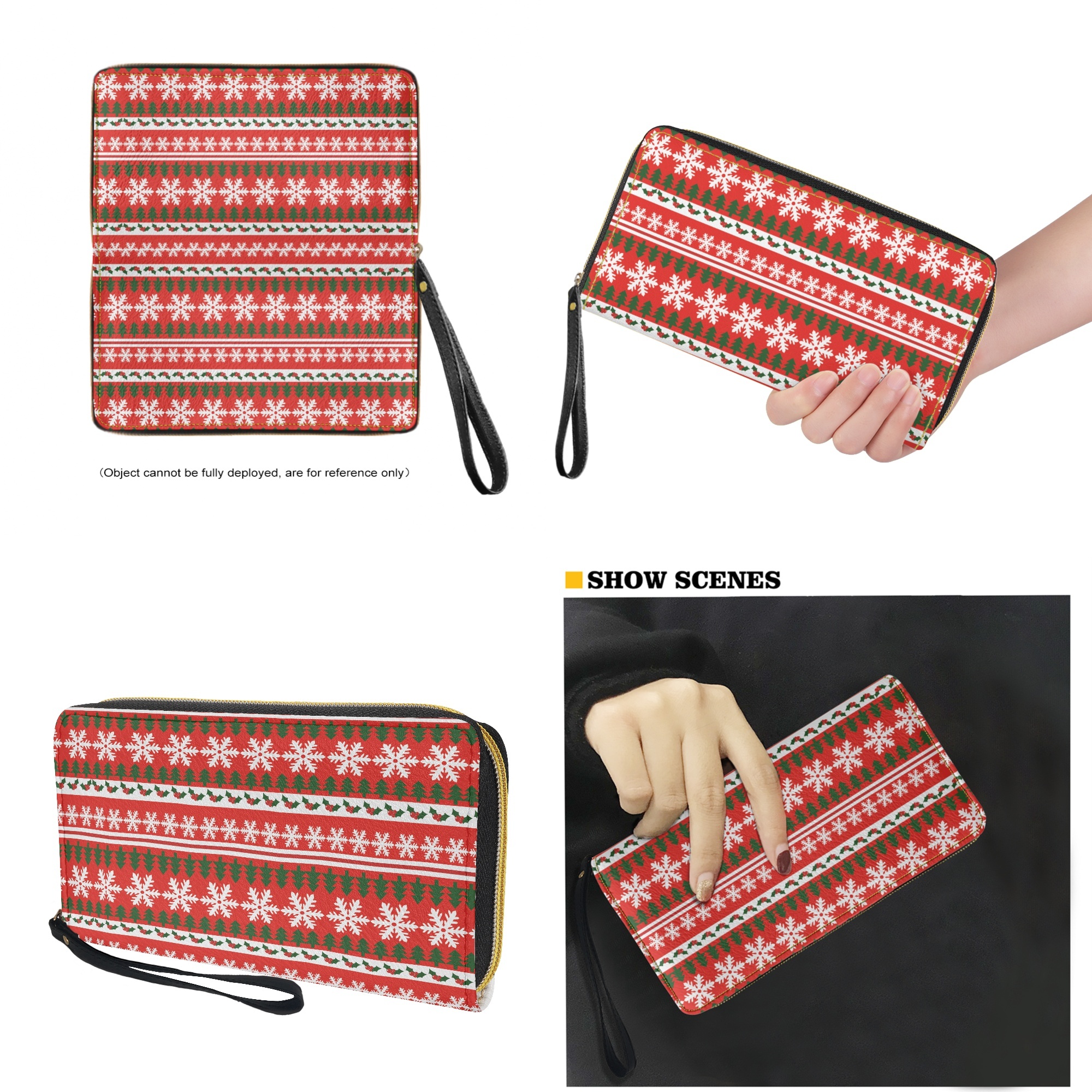 ZUXONGSY Christmas Theme Print Wallet and Purse Set Top Handle Handbag with Wristlet Wallet Set Lightweight Leather Tote Bag Hobo Bag with Purse for Women