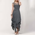 thumbnail image 2 of Vestido largo sexy de mujer con falda irregular de encaje alto y bajo - Cuello en V, mangas con volantes, diseño con bolsillos - Apto para la playa, para llevar de forma informal o para fiestas - A, 2 of 5