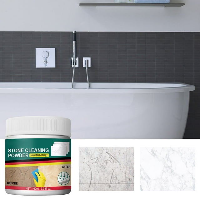 Jue-Fish Stone Cleaning Powder Stone Cleaning Powder Powder Cleanser Multipurpose Cleaner Stain Remover Bathroom Kitchen Outdoor Use for Stainless Aluminum Brass Ceramic Porcelain Bronze And More Cle