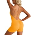 thumbnail image 2 of HOWPAY Short Jumpsuits for Women One Piece Backless Sleeveless Bodysuit with Crossback Straps One Piece Tummy Control Workout Yoga Jumpsuit Orange L, 2 of 9
