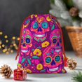 thumbnail image 6 of Super Soft Fabric Gift Bag Contraction Free Bag Mouth Pull Rope Design Red Ribbon Mouth For The Festival Festive Sugar Skulls (8) Large, 6 of 8