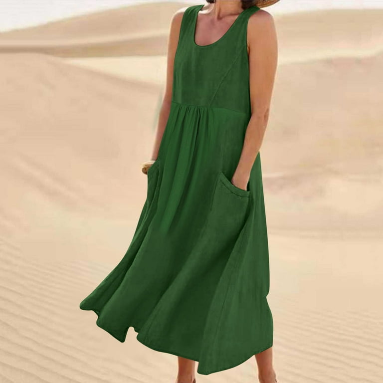 olive green tank maxi dress Casual Tank Midi Dress (New2you LX) – New2You LX main image 0