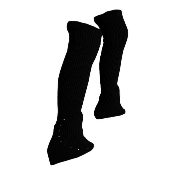 Calentadores de piernas para patinaje, suaves, ligeros, modernos, tejidos por encima de la rodilla, largos. Negro