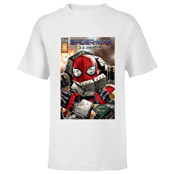 Marvel Spider-Man: No Way Home Doc Ock Hello Peter Comic - Short Sleeve T-Shirt for Kids - Customized-White