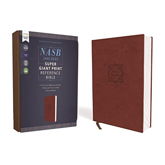 Pre-Owned NASB, Super Giant Print Reference Bible (Font Size: 16.5-point), Leathersoft, Brown, Red Letter, 1995 Text, Comfort Print, 9780310455080, 0310455081, Paperback, Large type / Large print edition
