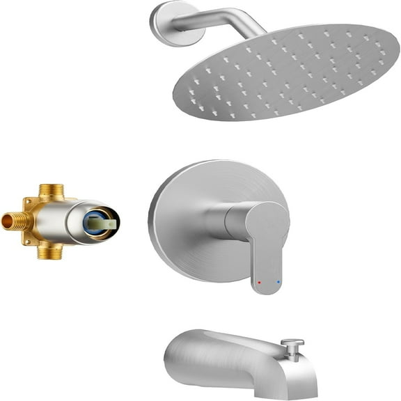 Tub Shower Faucet Set, Tub and Shower Trim Kit with 6 Inch High-Pressure  Shower Head,Shower Head and Handle Set, Brushed Nickel