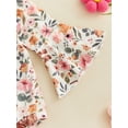 thumbnail image 6 of Douhoow 0-24M Baby Girls Floral Romper Infant Cow Print Round Neck Long Flare Sleeve Playsuit, 6 of 7