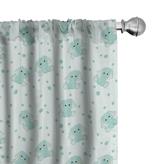 Ambesonne Animal Cartoon Curtains, Spring, Pair of 28"x95", Pale Blue Pale Blue