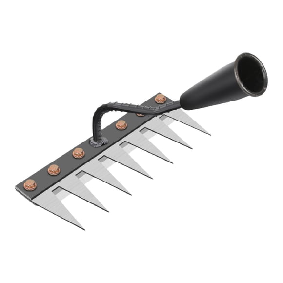 Almencla Garden Hoe Multifunctional Manual Agricultural Tool for Farming Digging Yard 7 Tooth Rake