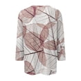 thumbnail image 4 of UoCefik Oversized Tshirts Shirts for Women Elbow 3/4 Length Sleeve Floral Womens Work Shirts or Blouses Half Sleeve V Neck Plus Size Dress Blouses Womens Dress Tops for Older Women Pink 3XL, 4 of 5