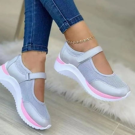 

LIANGP Women s Sandals Spring/Summer Single Shoes Thick Sole Breathable Casual Mesh Sandals Women s Shoes Gray Size 9.5