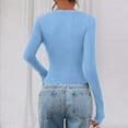thumbnail image 4 of Long Sleeve Shirts for Women V Neck Fitted Fall Basic Tshirts Going Out Tops 2025 Casual Trendy Clothes Light Blue XXL, 4 of 5