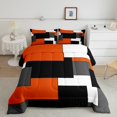 thumbnail image 2 of Erosebridal Rectangle Geometry Bedding Full Comforter Set, Abstract Checkered Bedding Sets Full with Comforter, Chic Minimalst Reversible Down Comforter, Super Cozy Bedroom Decorative, 3pcs, 2 of 8