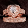 thumbnail image 2 of 2 Pcs/Set Romantic 925 Silver Rings Cubic Zircon Engagement Band Jewelry Sz 6-10, 2 of 4