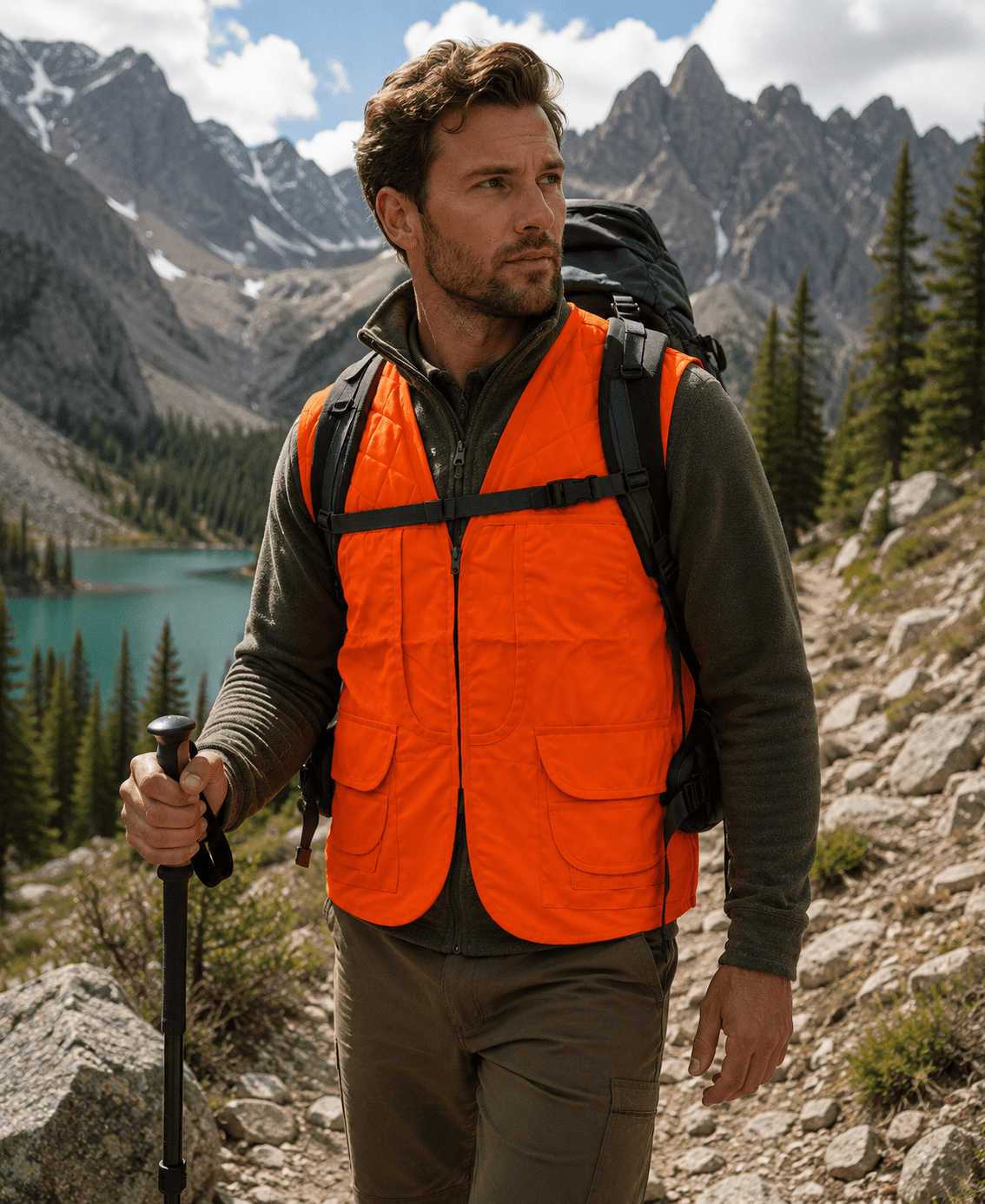 TrailCrest Adult Men's Blaze Orange Front Loader Safety Vest, XL