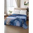 thumbnail image 2 of Marble Blue Flat Sheets Only Twin XL Size, Soft Breathable Bed Top Sheets for Mattress, Modern Gradient Gold Waves Nature Cracked Luxury Bedding Flat Sheets for Home Hotel Bedroom Bed Protection, 2 of 9