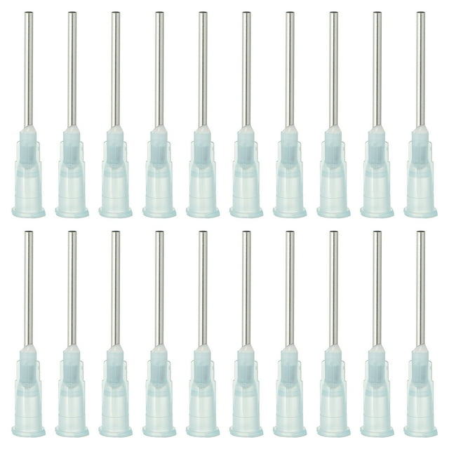 Uxcell Blunt Tip Dispensing Needles Industrial Liquid Dispenser Needle Lure Lock for Refilling Liquid Inks Adhesive Glue Light Blue
