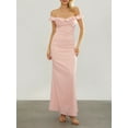 thumbnail image 2 of Biezeib Women's Summer Long Evening Dress Pink Backless Off Shoulder Strapless Ruffle Dress, 2 of 6
