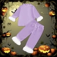 thumbnail image 5 of Landzoo Halloween 2 Piece Toddler Boys Girls Pyjamas Friendly Ghost Print Long Sleeve Notch Neck Nightwear With Pants Set Fall Comfortable Pajamas For Kids Size 4-5 Years Purple, 5 of 5