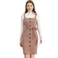 thumbnail image 1 of INSPIRE CHIC Robe Chasuble pour Femme à Boutons devant, Taille à Nouer, Bretelles Extensibles, Tablier Salopette Rose m, 1 of 6