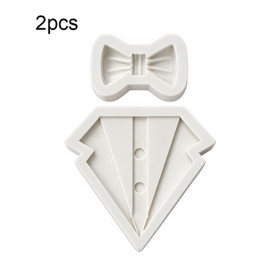 2‑Pcs Silicone Suit Shirt & Bow Tie Mold Set, Food‑Grade Chocolate Fondant Candy Mold, Reusable Baking Tool for Pastry, Candy, Handmade Soap DIY Crafts