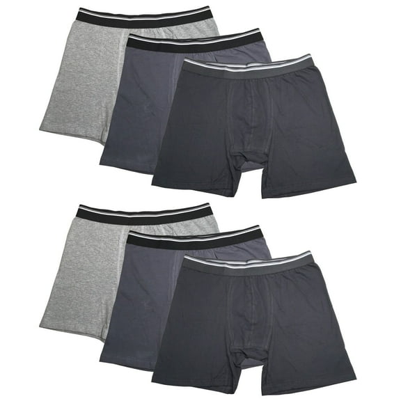 6PK Assorted Mens Cotton Boxer Briefs Comfort Flexible Soft Waistband Underwear