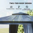 thumbnail image 3 of 12 X 9 FT Double-roof Design Canopy Shelter, Large Outdoor Gazebo with Steel Columns, Outdoor Heavy Duty Party Tent with Mosquito Nettings and Privacy Screens for Backyard, Garden, Lawn, Blue, 3 of 8