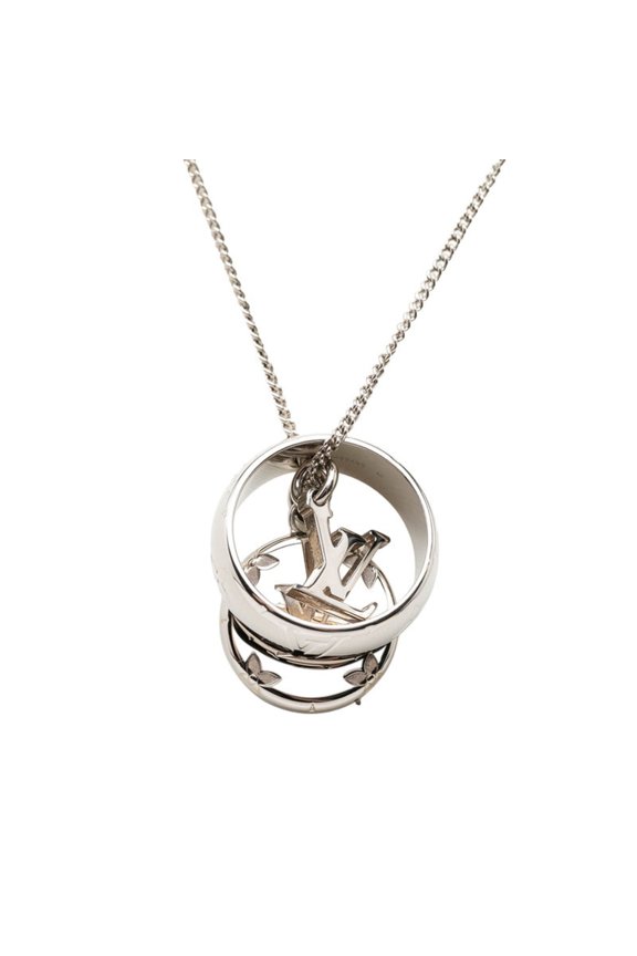 Pre-Owned Louis Vuitton Monogram Chain Pendant Necklace M62485 Silver Metal Women's LOUIS...