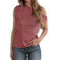 thumbnail image 3 of Womens Off One Shoulder Tops Summer Ribbed Knit Tank Tops Trendy Casual Loose Fit Sleeveless Tee Shirts, 3 of 6