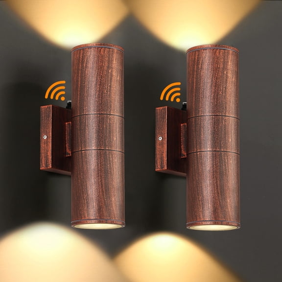 GCGAFUL 12 Inch Dusk to Dawn Outdoor Wall Light 2 Pack, Hardwired Oil-Rubbed Bronze Porch Sconce, Waterproof Lighting for Front Door, Patio. LED
