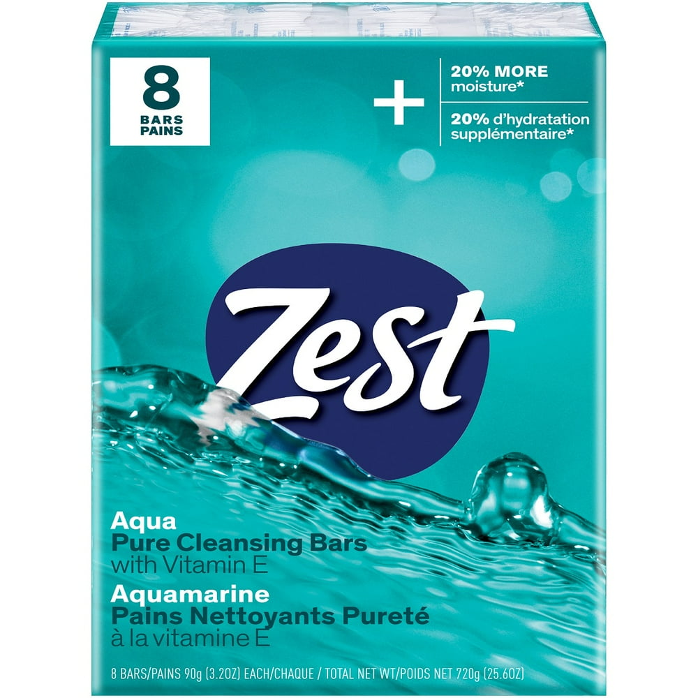 Zest Aqua Deodorant Bar Soap 8pk, 3.2oz
