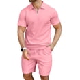 thumbnail image 2 of Conjunto de polo y pantalones cortos KUYIGO para hombre, color rosa, talla L, 2 of 5