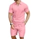 thumbnail image 2 of Conjunto de polo y pantalones cortos KUYIGO para hombre, color rosa, talla L, 2 of 5