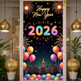 thumbnail image 6 of Neon Theme Happy New Year Banner Fireworks Design 2026 Background Colorful Balloons Golden Stars New Year Celebration Backdrop for New Year Party Family Gathering Photo Backdrop, 6 of 9