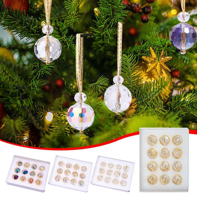Fiudx Colgantes para Árbol de Navidad, 12 Piezas con Diseño de Bola de Cristal, Ligeros y Fáciles de Colgar, Decoración Navideña Versátil, Decoración para Fiestas de Invierno, Etiquetas de Regalo par
